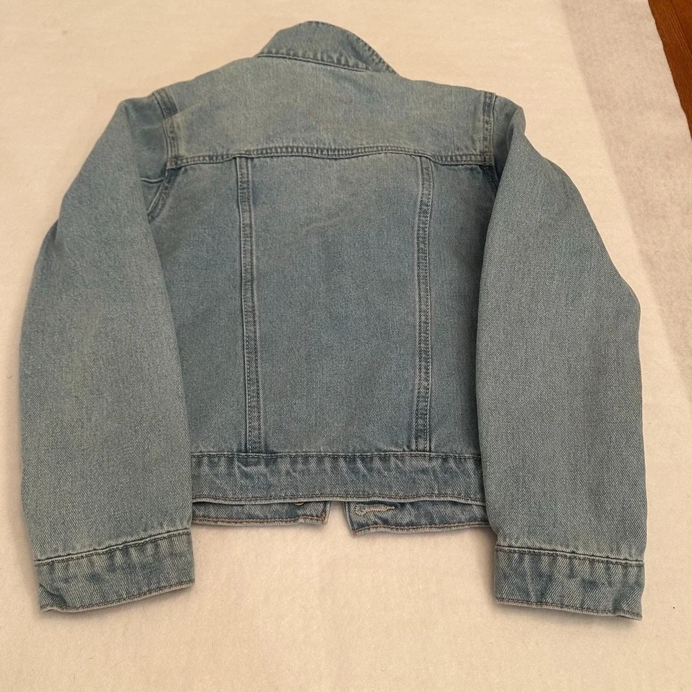 Levis Denim Jacket Girls M 10 to 12 Kids Light Wash Trucker Cropped Button Front